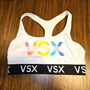 VSX White Sports Bra with Rainbow Logo